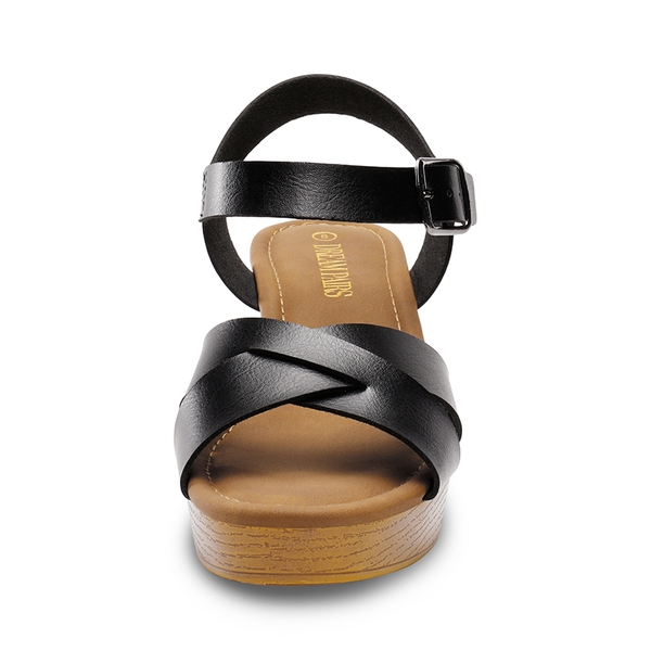Chunky Criss Cross Platform Sandals  - BLACK - 3