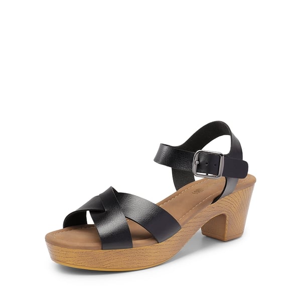 Chunky Criss Cross Platform Sandals  - BLACK -  0