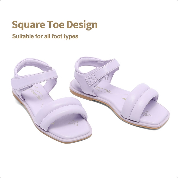 Girls Square Toe Flat Sandals - PURPLE - 3