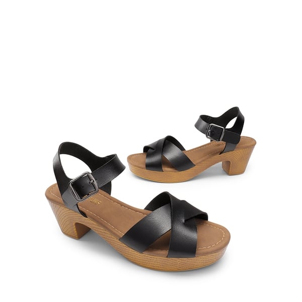Chunky Criss Cross Platform Sandals  - BLACK - 4