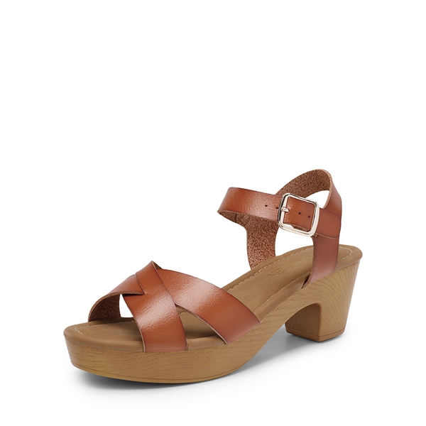 Chunky Criss Cross Platform Sandals  - BROWN -  0