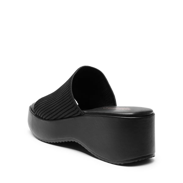 Slip on Knitted Flatform Sandals - BLACK KNIT - 3