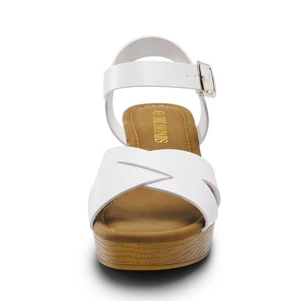 Chunky Criss Cross Platform Sandals  - WHITE - 3