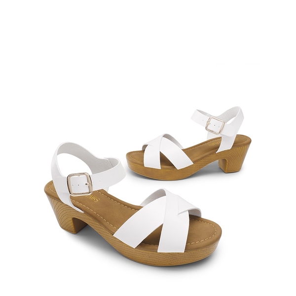 Chunky Criss Cross Platform Sandals  - WHITE - 4