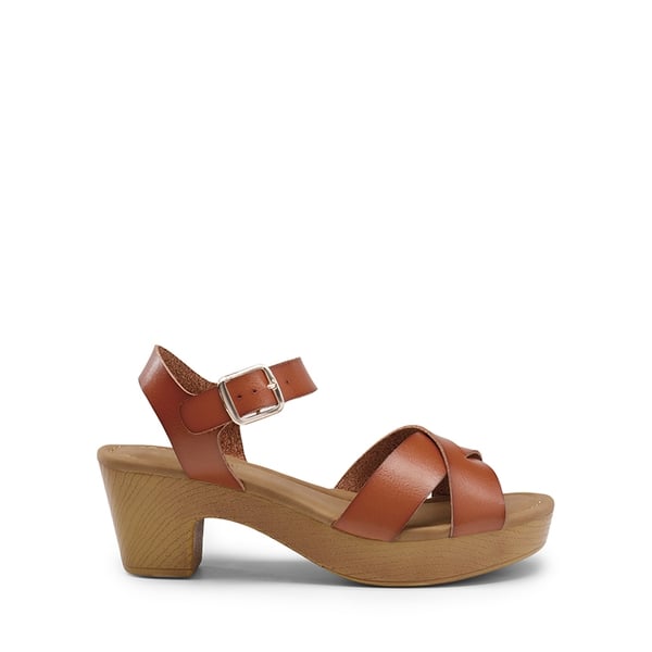 Chunky Criss Cross Platform Sandals  - BROWN - 2