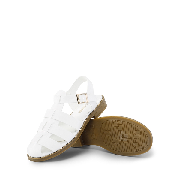 Gladiator Woven Fisherman Flat Sandals - WHITE PU - 2