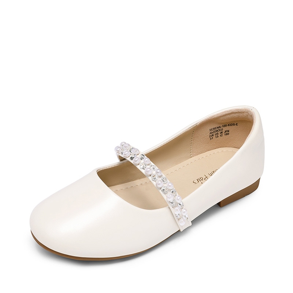 Girl's Strap Mary Jane Ballerina Flats - IVORY -  0