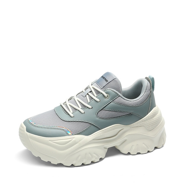 Breathable Mesh Platform Sneakers - OIL BLUE -  0