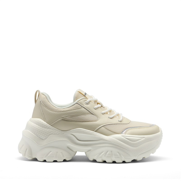 Breathable Mesh Platform Sneakers - WHITE - 3