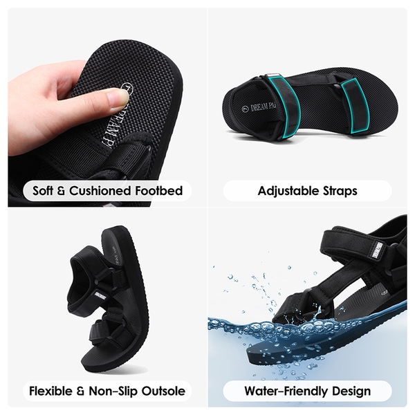 Quick-Drying LightWeight Water Hiking Sandals - ALL BLACK - 4