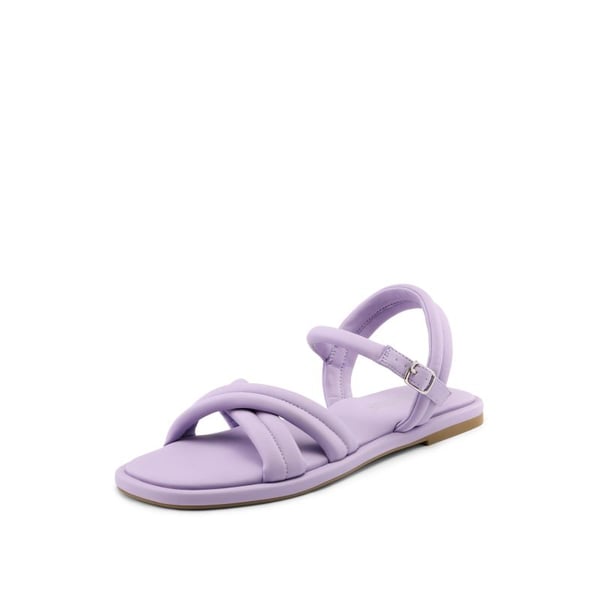 [Wonder Cloud] Gaia Square Toe Quilted Flat Sandals - PURPLE -  0