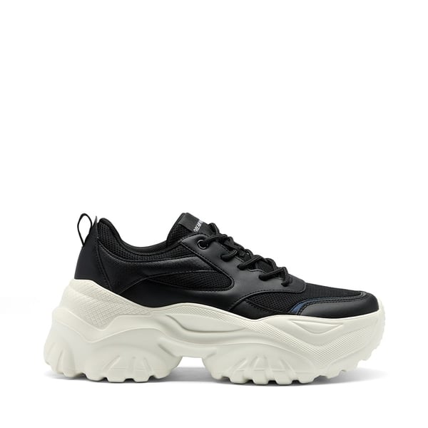 Breathable Mesh Platform Sneakers - BLACK - 2