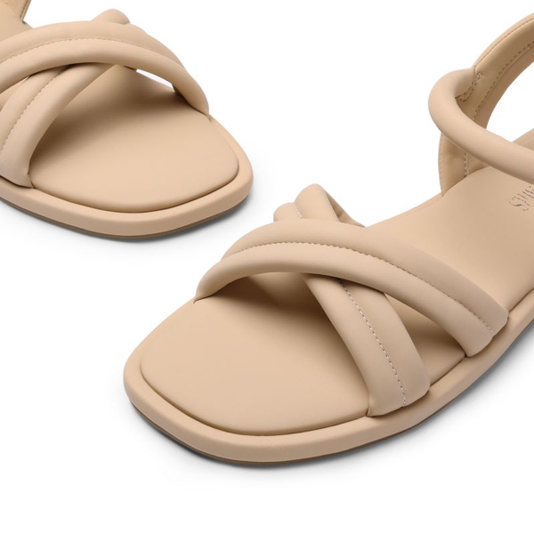 [Wonder Cloud] Gaia Square Toe Quilted Flat Sandals - NUDE - 2