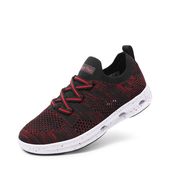 Knit Lightweight Slip-on Sneakers - BLACK RED -  0