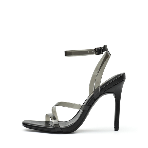 Transparent Strap High Stiletto Heel Sandals - BLACK - 1