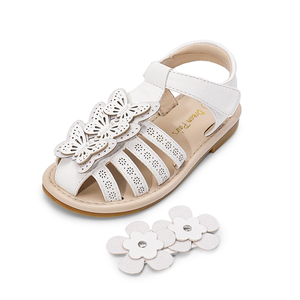 [Fun Mix- Fantasy] Girls DIY Interchangeable Flower Butterfly Sandals - WHITE -  0
