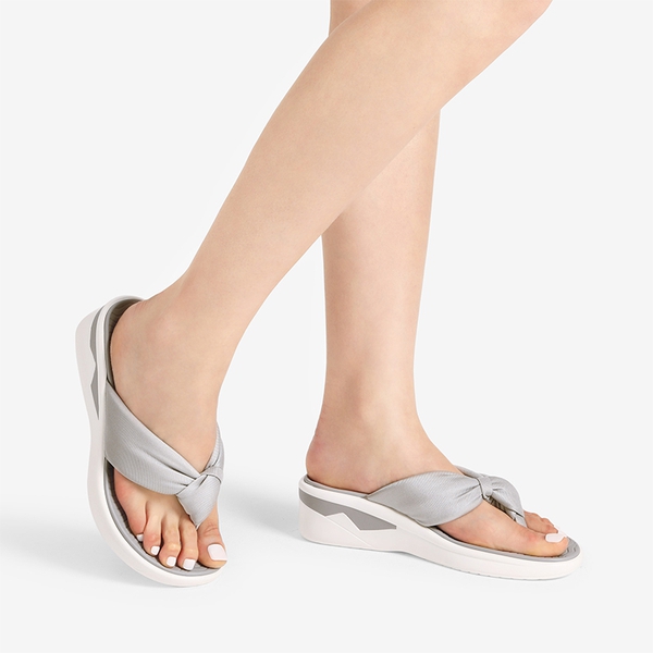 Soft Thong Knotted Flip Flops - GREY - 1