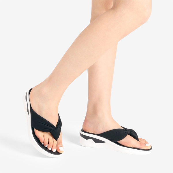 Soft Thong Knotted Flip Flops - BLACK - 1