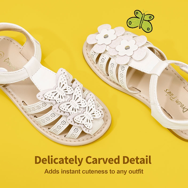 [Fun Mix- Fantasy] Girls DIY Interchangeable Flower Butterfly Sandals - WHITE - 3