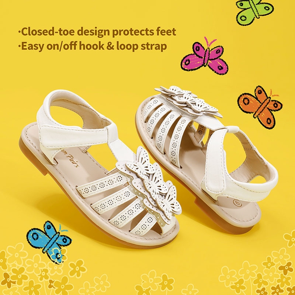 [Fun Mix- Fantasy] Girls DIY Interchangeable Flower Butterfly Sandals - WHITE - 5