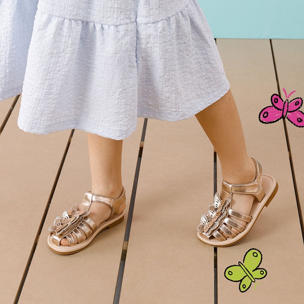 [Fun Mix- Fantasy] Girls DIY Interchangeable Flower Butterfly Sandals - ROSE GOLD - 1