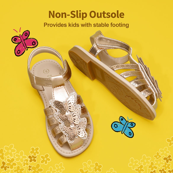 [Fun Mix- Fantasy] Girls DIY Interchangeable Flower Butterfly Sandals - ROSE GOLD - 4