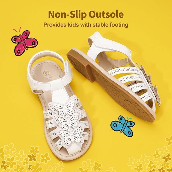 [Fun Mix- Fantasy] Girls DIY Interchangeable Flower Butterfly Sandals - WHITE - 4