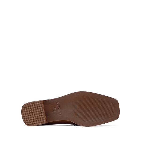 Square Toe Chunky Heel Metallic Loafers  - BROWN PU - 3
