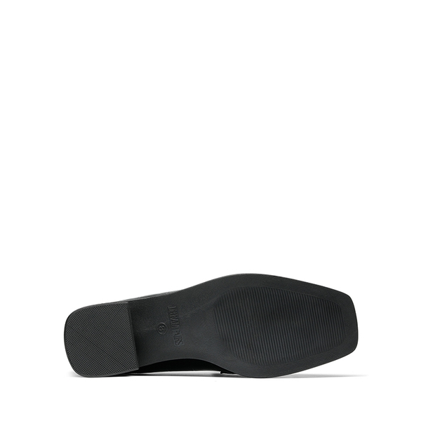 Square Toe Chunky Heel Metallic Loafers  - BLACK STONE - 3
