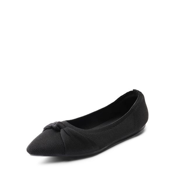 Breathable Bowknot Pointed Toe Knit Flats - BLACK -  0