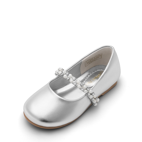 Toddler Girl's Mary Jane Ballerina Flats - SILVER -  0