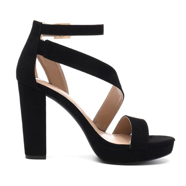 High Heel Platform Pump Sandals - BLACK SUEDE - 2