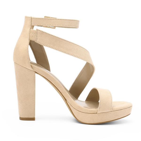 High Heel Platform Pump Sandals - NUDE SUEDE - 2