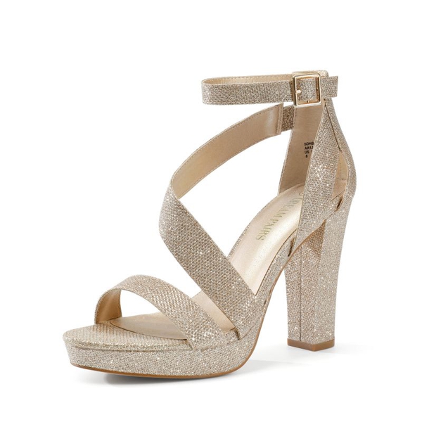 High Heel Platform Pump Sandals - GOLD -  0