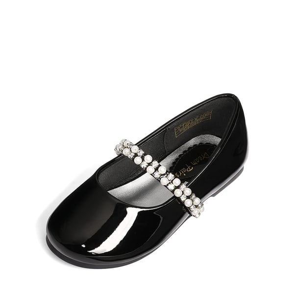 Toddler Girl's Mary Jane Ballerina Flats - BLACK PAT -  0