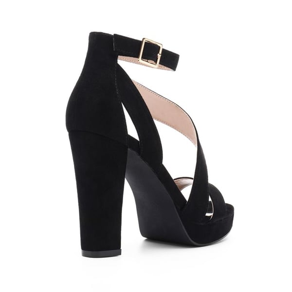 High Heel Platform Pump Sandals - BLACK SUEDE - 4