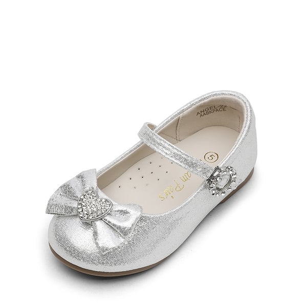 Girl's Bow Mary Jane Flats - SILVER -  0