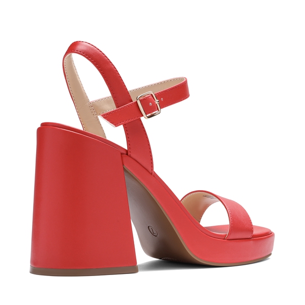 Platform Chunky High Heel Sandals - RED - 3