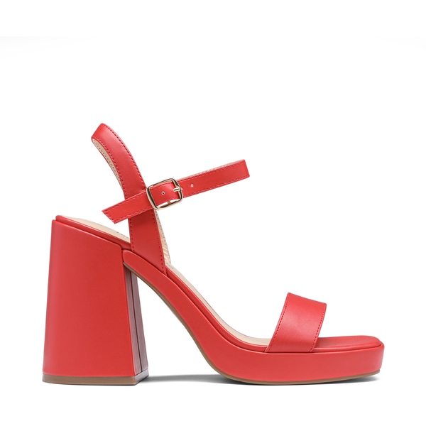 Platform Chunky High Heel Sandals - RED - 2