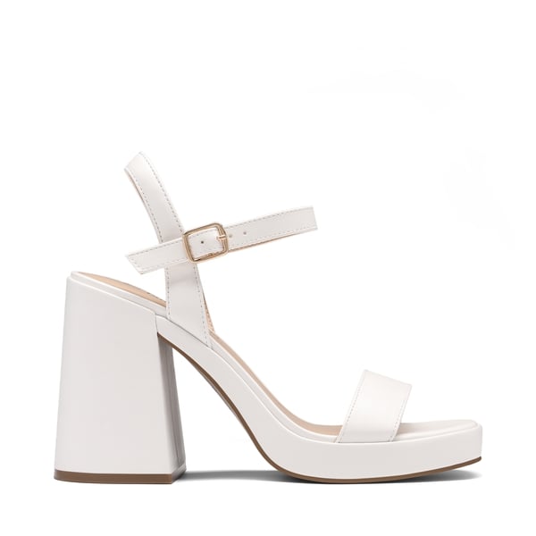 Platform Chunky High Heel Sandals - WHITE - 2