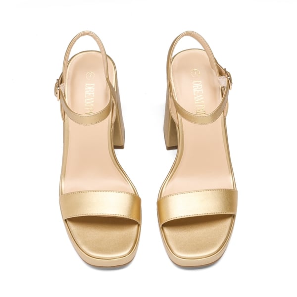 Platform Chunky High Heel Sandals - GOLD - 5