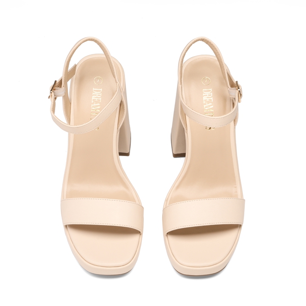 Platform Chunky High Heel Sandals - NUDE - 5