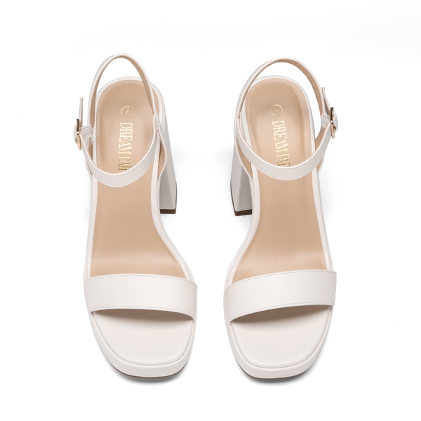 Platform Chunky High Heel Sandals - WHITE - 5