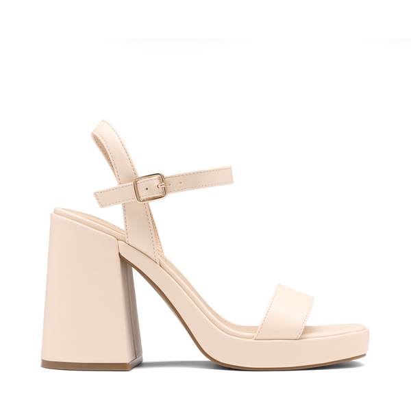 Platform Chunky High Heel Sandals - NUDE - 2