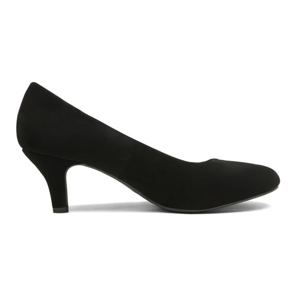 Wide Width Comfy Round Toe Low Heel Pumps - BLACK-NUBUCK - 1