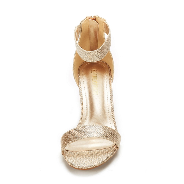 Wide Width Open Toe Kitten Heel Sandals - GOLD-GLITTER - 3