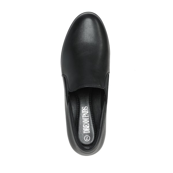 Wide Width Comfortable Round Toe Block Heel Pumps - BLACK - 4