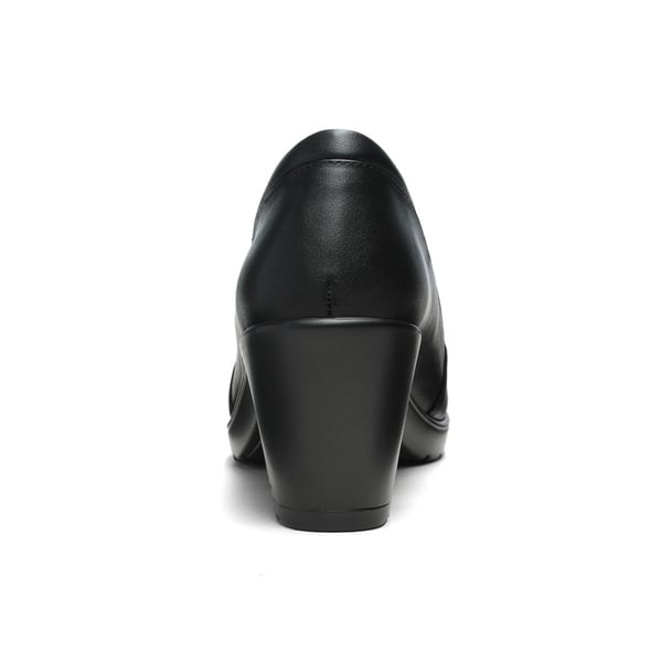 Wide Width Comfortable Round Toe Block Heel Pumps - BLACK - 3