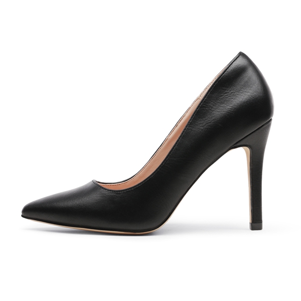 Wide Width Stiletto Pointed Toe Pumps - BLACK-PU - 1