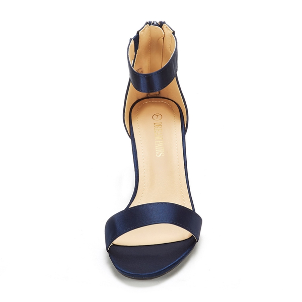 Wide Width Open Toe Kitten Heel Sandals - NAVY - 3